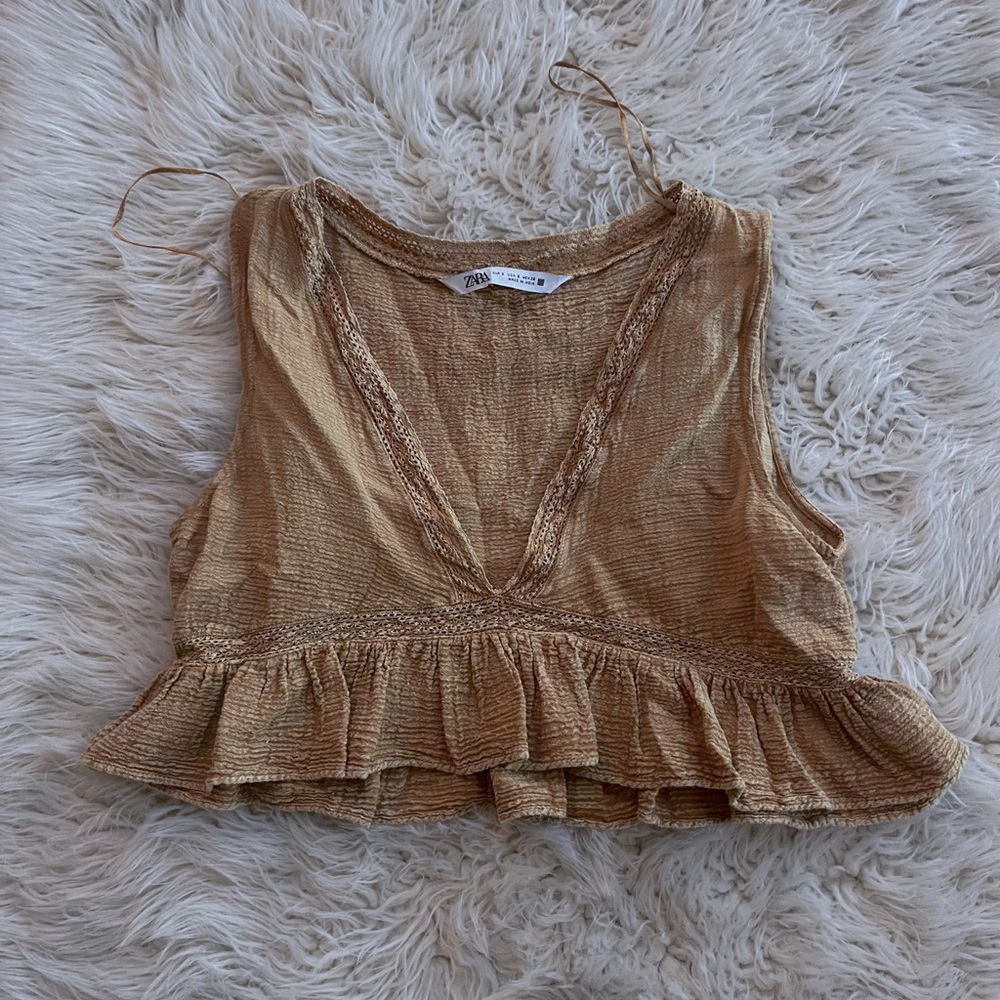 Small Golden Yellow Zara Cropped Tank Top